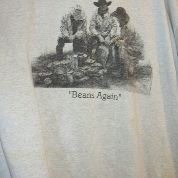 Vtg 80s Beans Again Cowboy Western Gary Grant Air Ways Heather Gray T Shirt XXXL - Picture 2 of 6